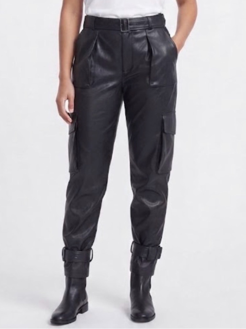 Choosy Bridget Leather Cargo Pants with Belt